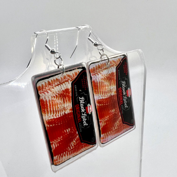Bacon Earrings - Black Label Earrings - Mini Brands Earrings - Novelty Earrings - Picture 1 of 8
